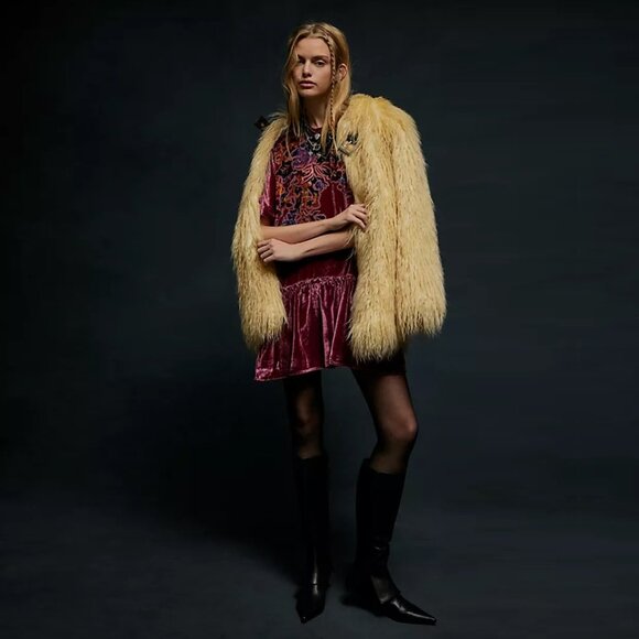 Free People Sweet Echoes Velvet Mini Dress NWOT - Picture 4 of 10